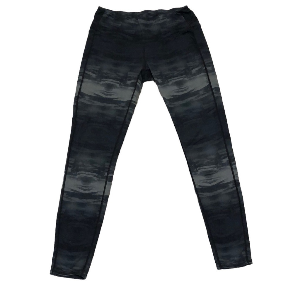 Athleta Chaturanga Leggings Size Small Black Gray Tie Dye